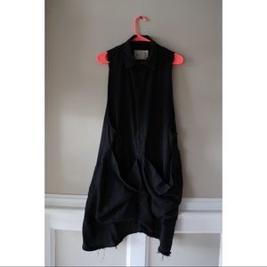 State the Label Linen Smock Dress, Black, Size Medium